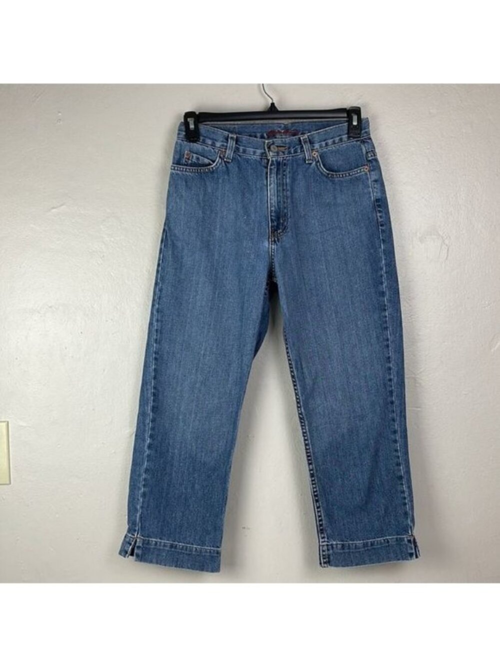 Eddie Bauer Women's Cropped Capri Blue Jeans 28x23 size 6 Cotton medium wash